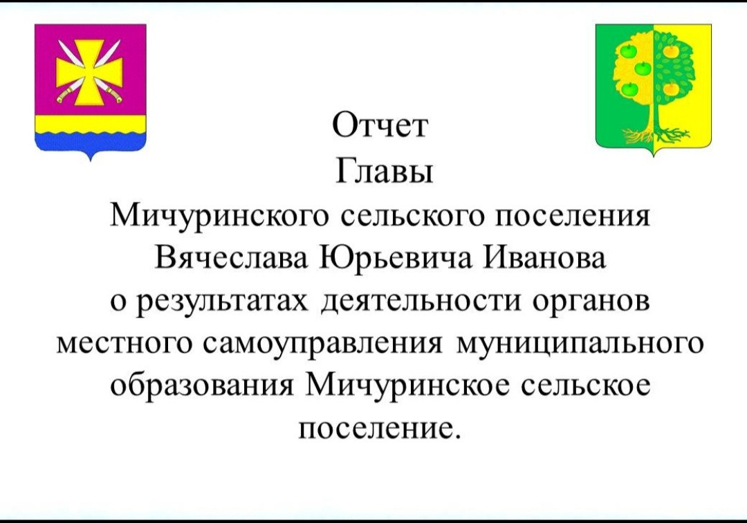 Отчет главы Мичуринского сельского поселения В.Ю. Иванова о результатах деятельности органов местного самоуправления муниципального образования Мичуринское сельское поселение