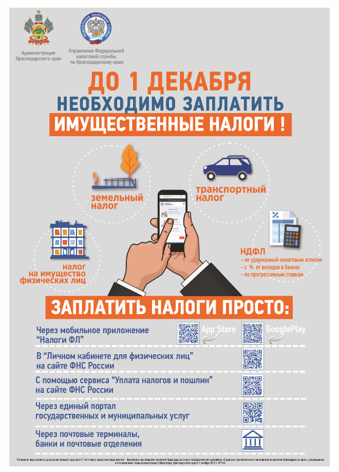 Уплата имущественных налогов до 1 декабря за 2024 год